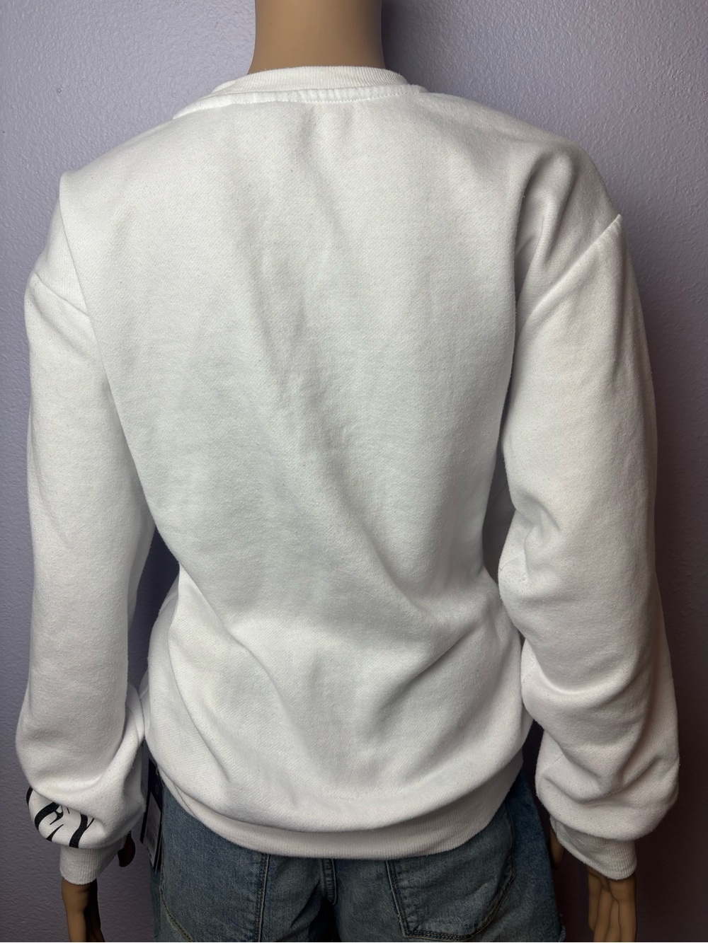 Disney White Crewneck Sweatshirt with Mickey Graphic Embroidered MICKEY - Picture 9 of 9
